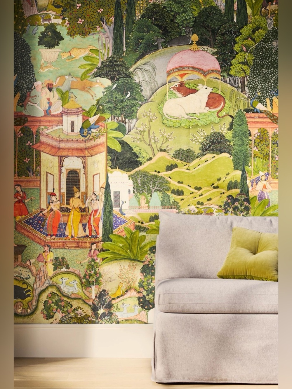 MINDTHEGAP Gardens of Jaipur Green Animal Landscape Wallpaper